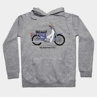 Drawing of Retro Motorcycle Honda Cub C90 Hoodie